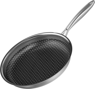 RIOVARM 26cm Edelstahl Bratpfanne Induktion Antihaft Wok Pfanne Edelstahlgriff