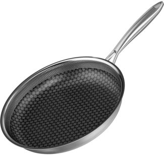 RIOVARM 26cm Edelstahl Bratpfanne Induktion Antihaft Wok Pfanne Edelstahlgriff