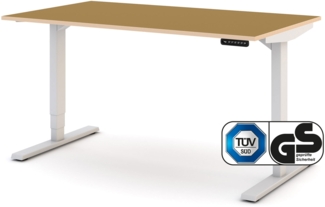 ASSMANN Elektrisch höhenverstellbarer Schreibtisch Y-Line Colour Edition Indian Summer Signalweiß 140x80 cm Metall Holz Melaminoberfläche