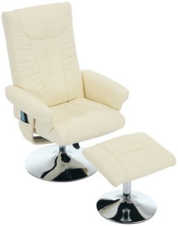 i@home Relaxsessel Relaxsessel mit Massage-, Heiz- & Liegefunktion, PU, Beige/Schwartz (Sessel mit Hocker, Relaxsessel mit Hocker), Versteckte Kopfstütze