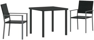 vidaXL Garten Essgruppe 3 pcs Schwarz Poly Rattan 3379079