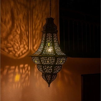 Marrakesch Orient & Mediterran Interior Pendelleuchte Deckenlampe Elmas schwarz 60cm, Orientalische Lampe aus Metall, Handarbeit
