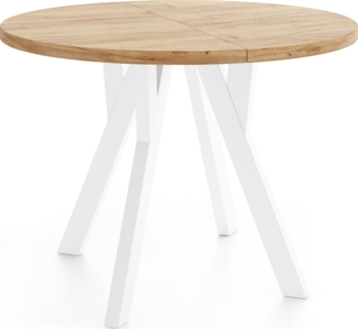 WFL GROUP Esstisch Avero White (vier Größen – 80/90/100/100 cm, ausziehbar auf 160/190/140/200 cm), platzsparender Tisch für kleine Küche, Esszimmer oder Wohnzimmer