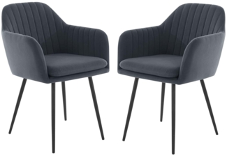 2er Set Sesselstuhl Lia - Samtvelour Grau