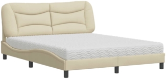 vidaXL Bett mit Matratze "Hvar" Creme 160x200 cm Stoff 3208546