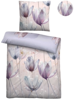 biberna Baumwoll-Satin Bettwäsche 0614508 TULPE, flieder, 1x 135x200 cm + 1x 80x80 cm