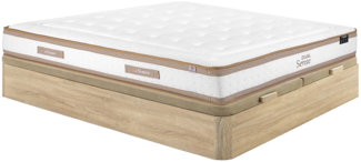 Vente-unique - Bett mit Bettkasten - 180 x 200 cm - Natur hell - Hybridmatratze 7-Zonen Taschenfederkern & Memoryschaum - Höhe 28 cm - MEYANI von YSMÉE