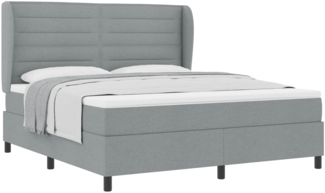 vidaXL Boxspringbett mit Matratze Hellgrau 180x200 cm Stoff 3340515