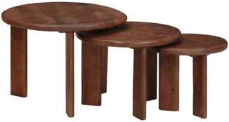 Nesting-Couchtische, Sofatische 3 pcs Dunkelbraun Massivholz Mango