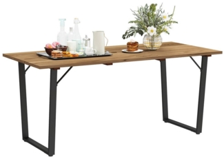 Outsunny Gartentisch mit Schirmloch, für 6 Personen (Esstisch aus Holz, 1-St, wetterfest Terrassentisch), 175x80 cm, für Garten, Terrasse Balkon Braun