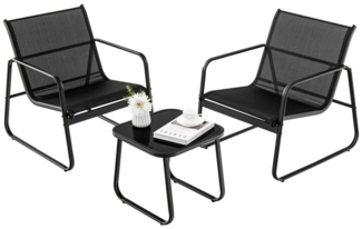 COSTWAY Balkonset Gartenmöbel-Set, (3-tlg), 2 Stühle, 1 Beistelltisch, Metall, 2 Personen
