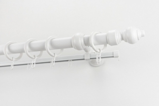 GARESA Gardinenstange STANDARD, Ø 28 mm, 2-läufig, Wunschmaßlänge, mit Bohren, verschraubt, Kunststoff, Stahl, Vorhanggarnitur, Kunststoff, verlängerbar, mit Ringe/2 Lauf Gleiter