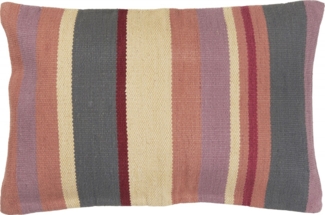 Laursen - Kissenbezug Kissenhülle 40x60cm Malve Rot Beige Grau Gestreift 6427-00