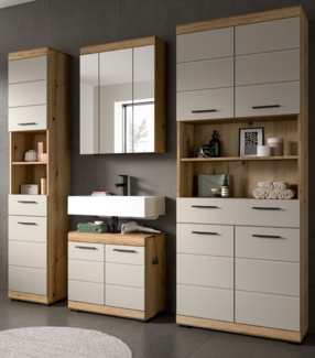 Badmöbel Set Shawn in sand und Eiche 4-teilig 200 cm