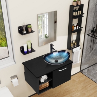 Puluomis Badmöbel-Set Puluomis Badmöbel Set mit Handtuchhalter, mit/ohne Waschbecken