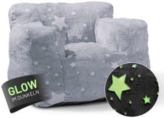 Lumaland 'Glow in The Dark' Kinder Sessel mit Sternen-Design, Indoor, pink, 68 x 70 x 60 cm