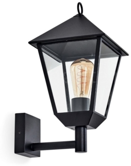 hofstein Außen-Wandleuchte Wandlampe in antikem Look aus Metall/Glas in Schwarz/Klar, ohne Leuchtmittel, Wandleuchte E27, Hof, Landhaus Außenleuchte, IP44, ohne Leuchtmittel