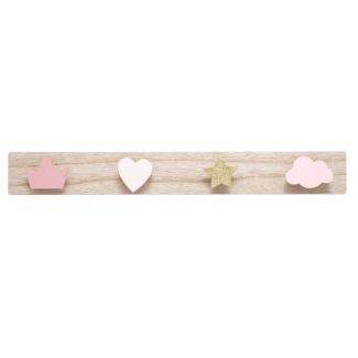 Kindergarderobe PRINCESS/SUPER HERO, 4 Haken Rosa, sortiert