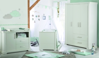 roba Kinderzimmerset 'Maxi' 3-teilig - Bett 70 x 140 - Wickelkommode - Kleiderschrank 3-türig - Weiß