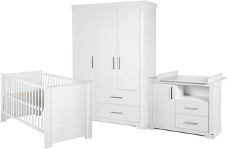 roba Kinderzimmerset 'Maxi' 3-teilig - Bett 70 x 140 - Wickelkommode - Kleiderschrank 3-türig - Weiß