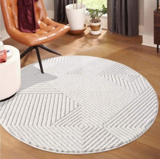 Carpet City Teppich LOUNGE 0632, rund, Höhe: 15 mm, Kurzflor-Teppich Modern, Hoch-Tief-Struktur, Wohnzimmer, Schlafzimmer