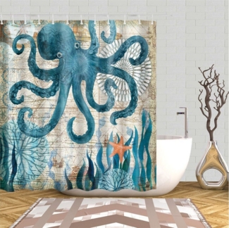 BYSURE Duschvorhang Breite 180 cm (1-tlg), für Badewanne mit 12 Haken