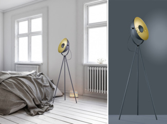 Stehleuchte CHEWY 1 flammig Metall Dreibein Schwarz/Gold 160cm