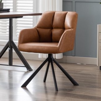 Schreibtischstuhl PU Leder Bürostuhl Drehstuhl Sessel Metallbeinen Braun