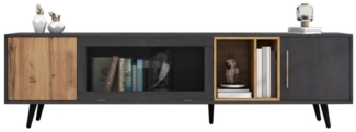 OKWISH TV-Schrank TV-Lowboard (mit Klapptür aus Glas und abnehbarem Fach, TV-Schrank mit großen Stauraum)