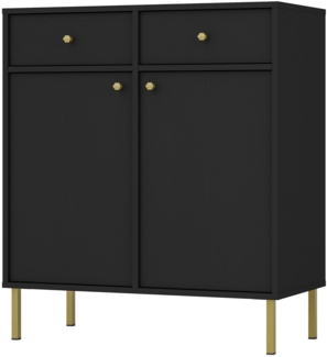 Selsey 'Oktio' Sideboard 2-türig mit 2 Schubladen, schwarz-graphit, ca. 95 x 84 x 41 cm