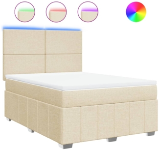 vidaXL Boxspringbett mit Matratze Creme 140x190 cm Stoff 3293961