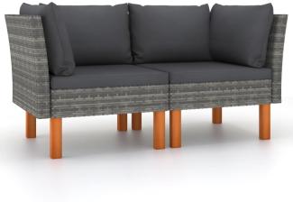 vidaXL Ecksofas 2 Stk. Poly Rattan und Eukalyptus Massivholz 315758