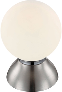 LED Tischlampe, Metall, nickel-matt, Chrom, Glaskugel