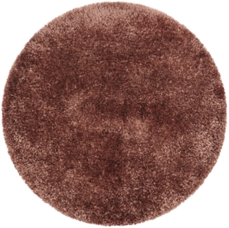 Hochflor Teppich Baquoa rund - 160 cm Durchmesser - Kupferfarbe