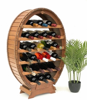 DanDiBo Weinregal Holz Stehend Weinfass 24 Flaschen Braun Flaschenregal Flaschenhalter Fass