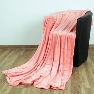 Kuscheldecke Wohndecke "Celina" - hochwertige Flauschige Decke, 180 x 220 cm - Lachs
