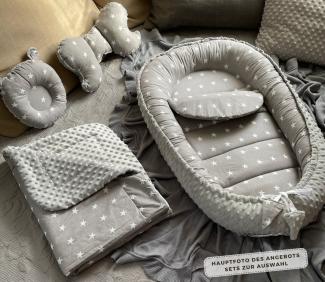 Loolay Bettnestchen MINKY/ Baumwolle BABYNEST Babykokon Geschenk Babyaustattung SETS, (MUSTER: Sterne GRAU/ MINKY Grau, SOLO oder im SETS, 1-tlg, PREMIUM BABYGESCHENK Neugeborene Nestchen, Babynestchen, Reisebett), LOOLAY® - 100% Europäische Stoffe und...