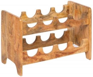 Casa Padrino Landhausstil Weinregal Naturfarben 54 x 26 x H. 36 cm - Handgefertigter Massivholz Weinflaschenhalter - Standregal - Wandregal - Landhausstil Möbel