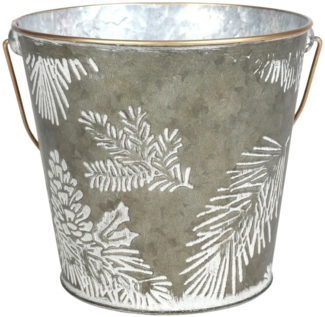 Übertopf aus Metall Winterzeit rund Blumentopf Pflanztopf Garten Weihnachten