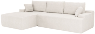 Juskys Sofa Coredo - modernes Cord Sofa mit Ottomane links, gemütliche Couch mit Schaumstoffpolsterung, Cordbezug & Kissen, modular - Creme