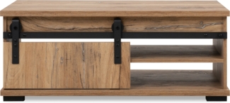 Calicosy 'MANZANO' Couchtisch mit Schiebetür L100 cm - Holzdekor - Helles Holz