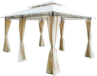 XXL Metall Pavillon Doppeldach 3x4 m wasserdicht Gartenpavillon Seitenteile beige