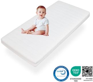 Kindermatratze 60x120, CertiPUR zertifiziert, Kinder Baby Matratze 60x120 mit waschbarem Bezug für Kinderbett, Höhe ca. 11cm, Made in Germany