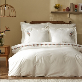 Karaca Home Bettwäsche Karaca Home Blance Doppeltes gesticktes Bettbezug Set Weiß