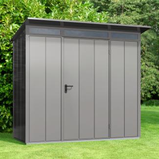 Hörmann Ecostar Metall-Gerätehaus Elegant mit Pultdach Typ 1, 108x238 cm , graualuminium, 2,6 m²,1-flüglige Tür