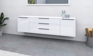 borchardt Möbel Kommode Tom, Alugriffleisten in graphit grau matt, höhenverstellbare Einlegeböden