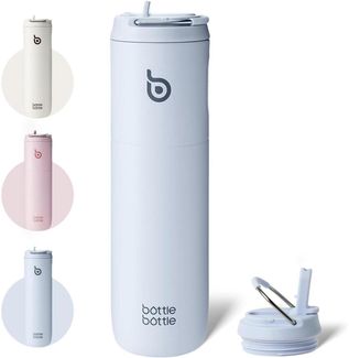 Isolierte Trinkflasche 680ml mit Strohhalm & Griff für Sport, Reise, Fitness