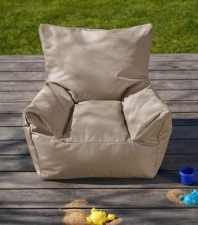 mokebo Kindersessel Der Pausenheld (aus wasserabweisenden Stoff Beige-Khaki), Kinder Sitzsack, Lesesessel, Bodenkissen fürs Kinderzimmer