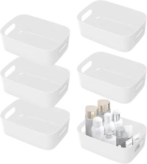 6er Set SHEPIN Aufbewahrungsboxen Kunststoff weiß 24,5cm Organizer Körbe mit