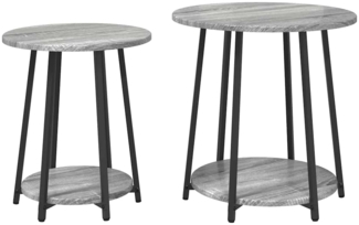 vidaXL Beistelltische 2 Stk. Grau Sonoma Holzwerkstoff und Metall 869705